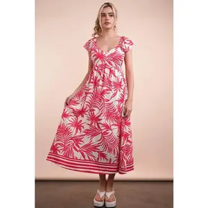 VERY J Tropical Printed Midi Summer Boho Dress