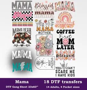 Mama DTF Gang Sheet, 23x60 in. Ready to Press Heat transfers