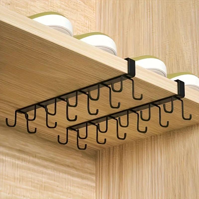 2pcs Fashionable Double-Row Cup Holder - Wall-Mounted Drill-Free Kitchen Cup and Tableware Organizer