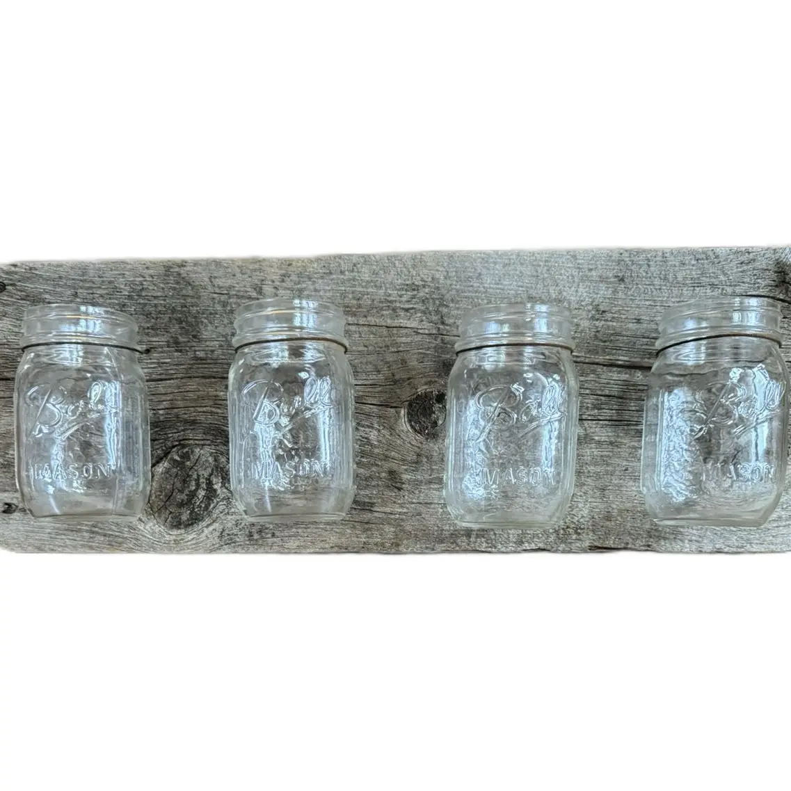 Rustic barn board mason jar organizer