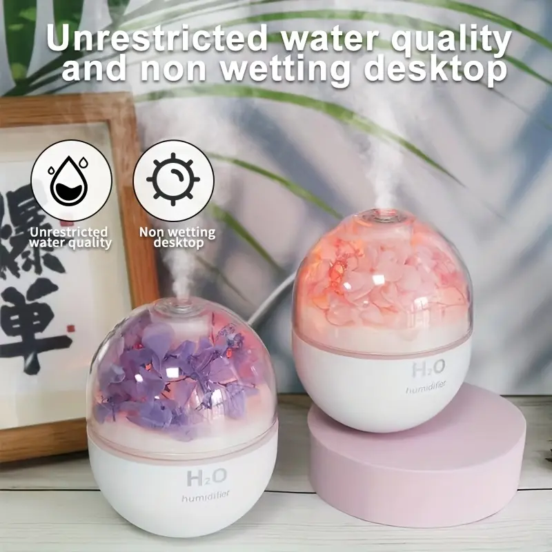 Flower Ball Humidifier with Silent Operation, Large Fog Output, Small Water Tank, Moisturizing Function, Colorful Atmosphere Light for Bedroom Desktop Home Use, Humidifier Atmosphere Light