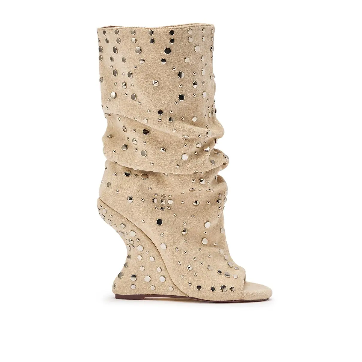 NAOMANI-BEIGE WEDGE SLOUCH BOOTIE