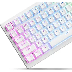 x XVX Doubleshot PBT Keycaps 60 75 100 Percent - Shine Through Keycaps, for Mechanical Keyboards, Full 131 Key Set, OEM Profile, Backlit - White