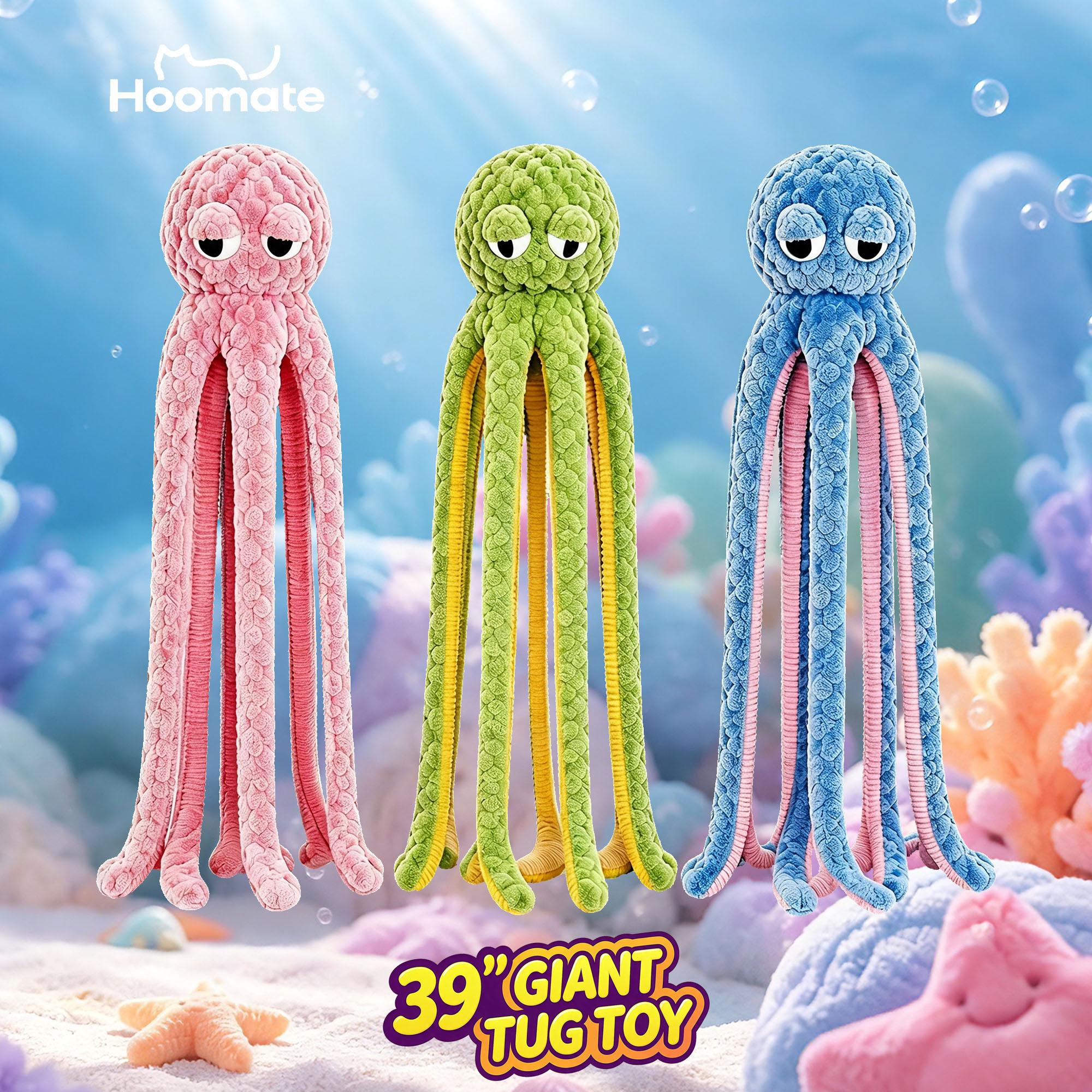 Giant 39" Octopus Shape Squeak Toy for Large Dogs - Interactive Plush Toy with Soft Fabric, Ultra-Long Tentacles, Rope-Tug Design for Boredom Relief & Energy Burning