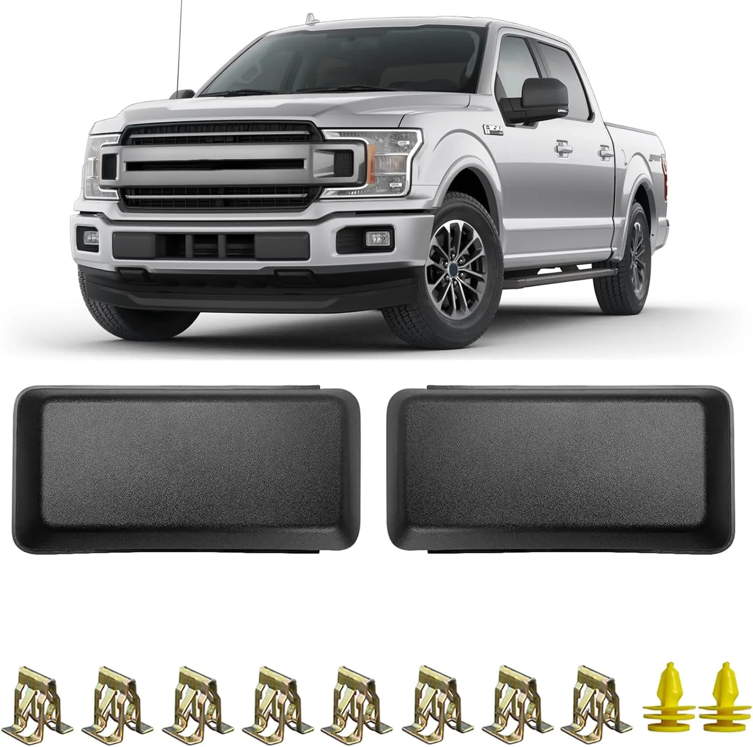 Pair Left Right Front Bumper Guards Pads Inserts End Caps Cover Trim Grill Replacement For F150 F-150 2018 2019 2020