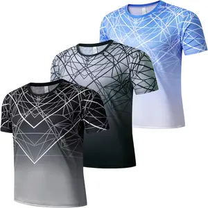 1/3 Pack Workout Shirts With Printing for Men-Quick Dry Gym Moisture Wicking Short Sleeve T-Shirts for Running Athletic Casual