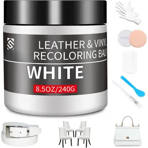 Leather Recoloring Balm,8.5oz Leather Color Restorer,White Leather Repair kit for Furniture and  Interior,Leather Couch Scratch Repair,Leather Dye  for Faded,Cracked and Damaged Leather