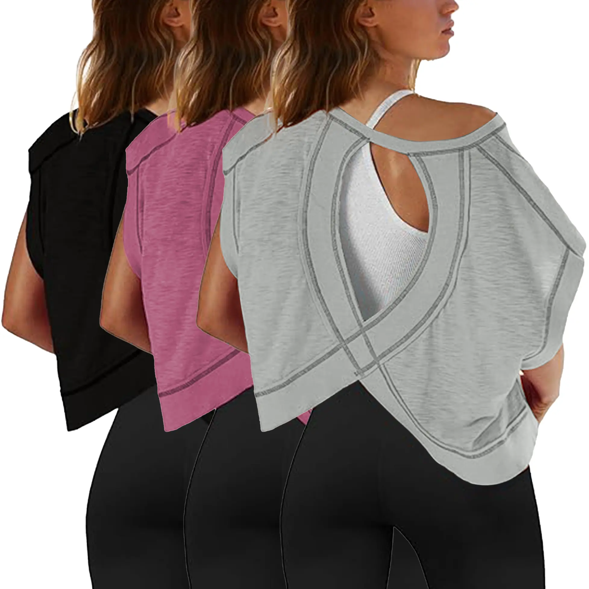 3pcBlack+Rose-Red+Grey
