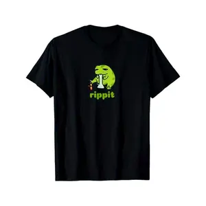 👕Rippit Stoner Frog T-Shirt - Viral Smoker Theme Funny Unisex Friend Gift Black Meme Tee Casual Crewneck Tshirt