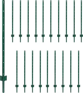 20 Pack 3.8 FT Heavy Duty Metal U-Post Garden Fence Stakes, No Dig U-Channel Fence Posts, Corner Anchor Poles for Wire, Electric, Mesh Fencing (20)