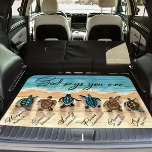 1pc Inspirational Turtle Car Trunk Mat with Bible Verse Design - Durable, Stain-Resistant, Perfect Fit for Large Vehicles, Stylish Faith-Based Decor, 39.37"x29.53", Protects Your Car, Turtle Decor