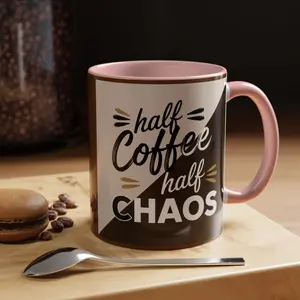 Half Coffee Half Chaos Mug, Funny Coffee Cup, Gift for Moms, Office Humor, Unique Kitchenware, Coffee Lover's Gift