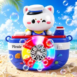 Automatic Bubble Machine for Kids, Rechargeable LED Bubble Blower with Music, Cute Cat Toy for Toddlers
