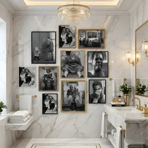 Funny Bathroom Poster, Vintage Cinema-Style Art Print, Humorous Restroom Wall Decor, Classic Black & White Aesthetic, Ideal Gift for Him framed unframe poster