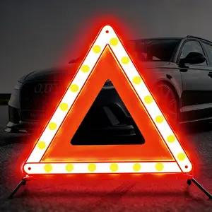 JOYTUTUS 2026 Car Reflective Triple Triangle Warning Sign Foldable Emergency Breakdown Board with Red Sticker for High Visibility Safety