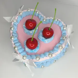 Heart-Shaped Vintage Cake Blue Jewelry Box