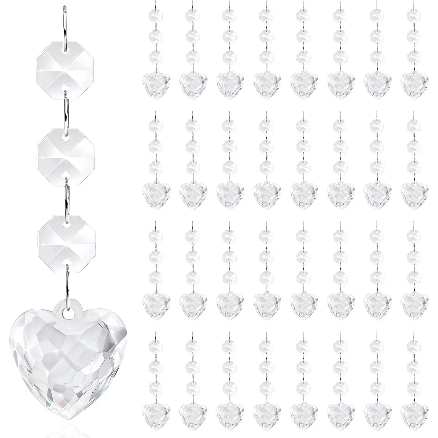 Heart Ornaments, 30 count  Hanging  Decorations for Christmas Tree, Valentine Day, Wedding, Chandelier