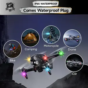 10 Modes Wireless LED Ambient Light, IP65 Waterproof USB Rechargeable Car Atmosphere Lamp with Remote Control, Universal for Cars, Motorcycles & Bicycles