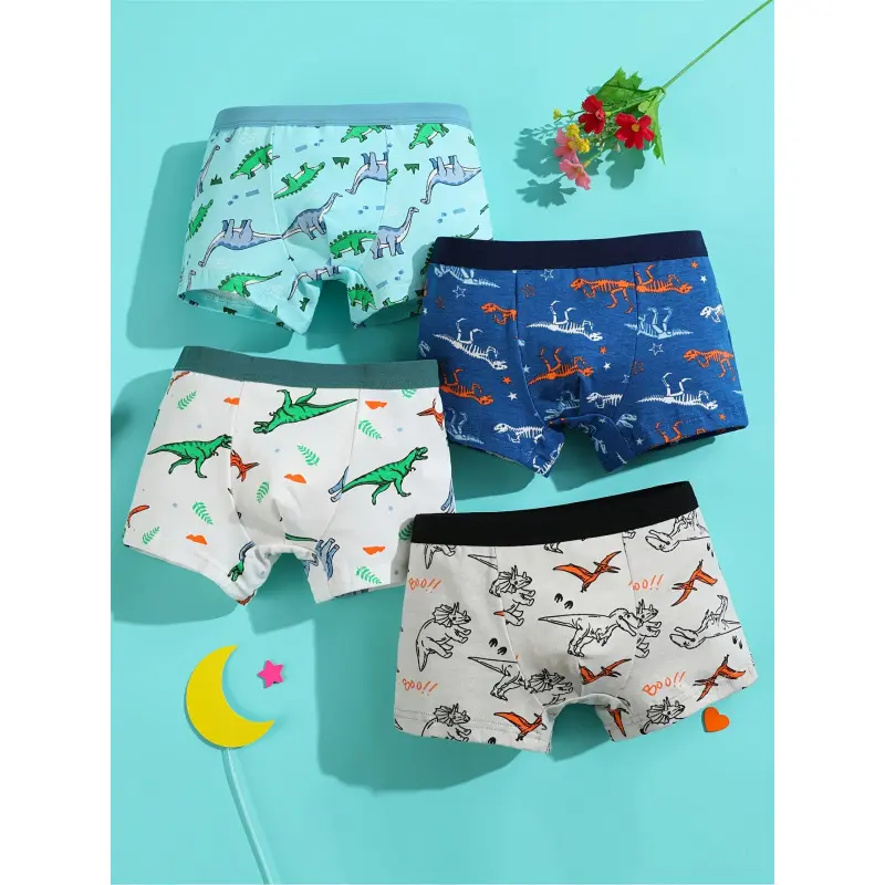6-pack/random pattern boys' cartoon dinosaur print boxer briefs