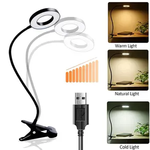 Reading light, Desk Clip on Lamp for Reading Home Office, 10 Dimmable Brightness 3 Modes, Clamp Light for Bed Headboard