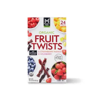 Organic Fruit Twists Variety Pack 0.63 Oz 24 Pack - 12 Strawberry Mango & 12 Wildberry Flavors No Artificial Flavors