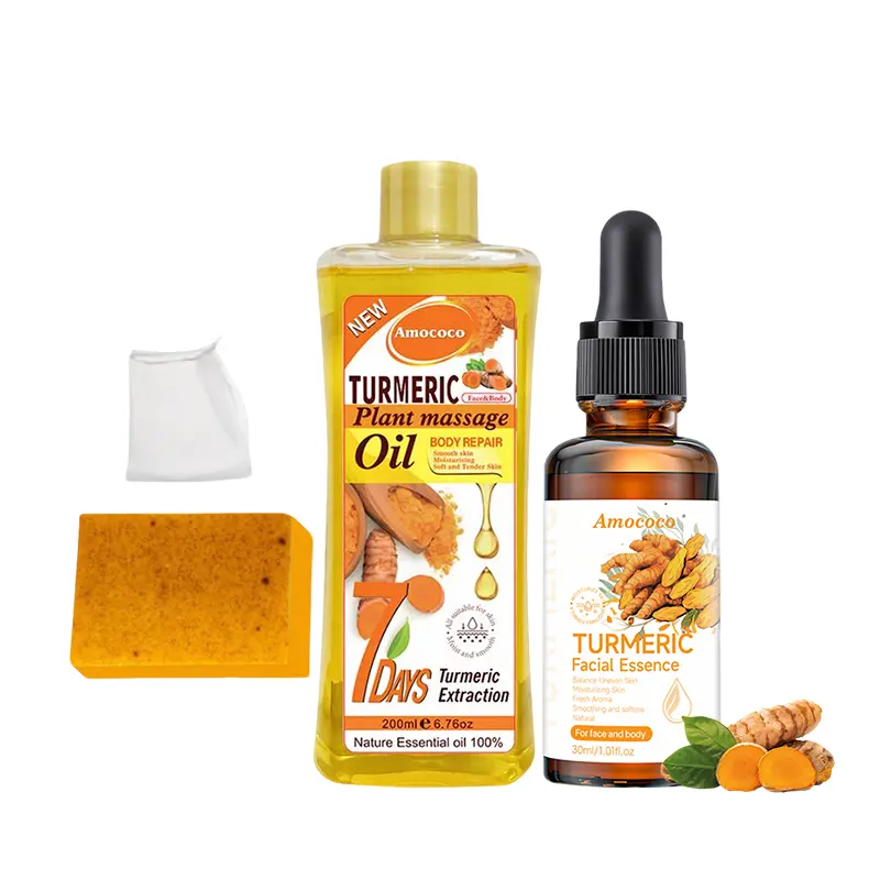 Turmeric 3-piece Set - Turmeric Oil and Turmeric Soap. Rich in ginger ingredients and body care oils,brings a comfortable experience