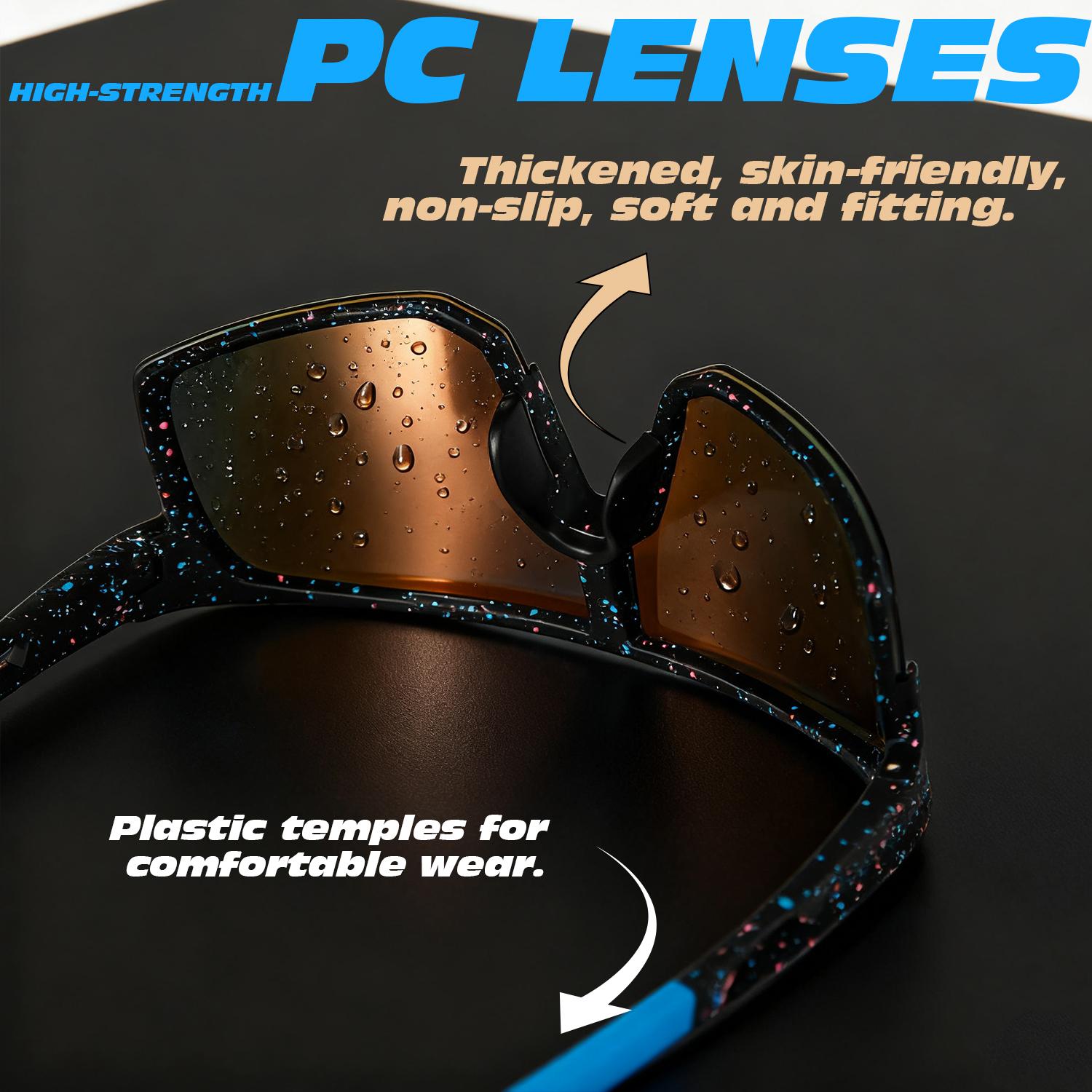 UV Blocking Sports Sunglasses for Men Women, Colorful Shield Lens, Baseball Cycling Glasses, UV400 Protection