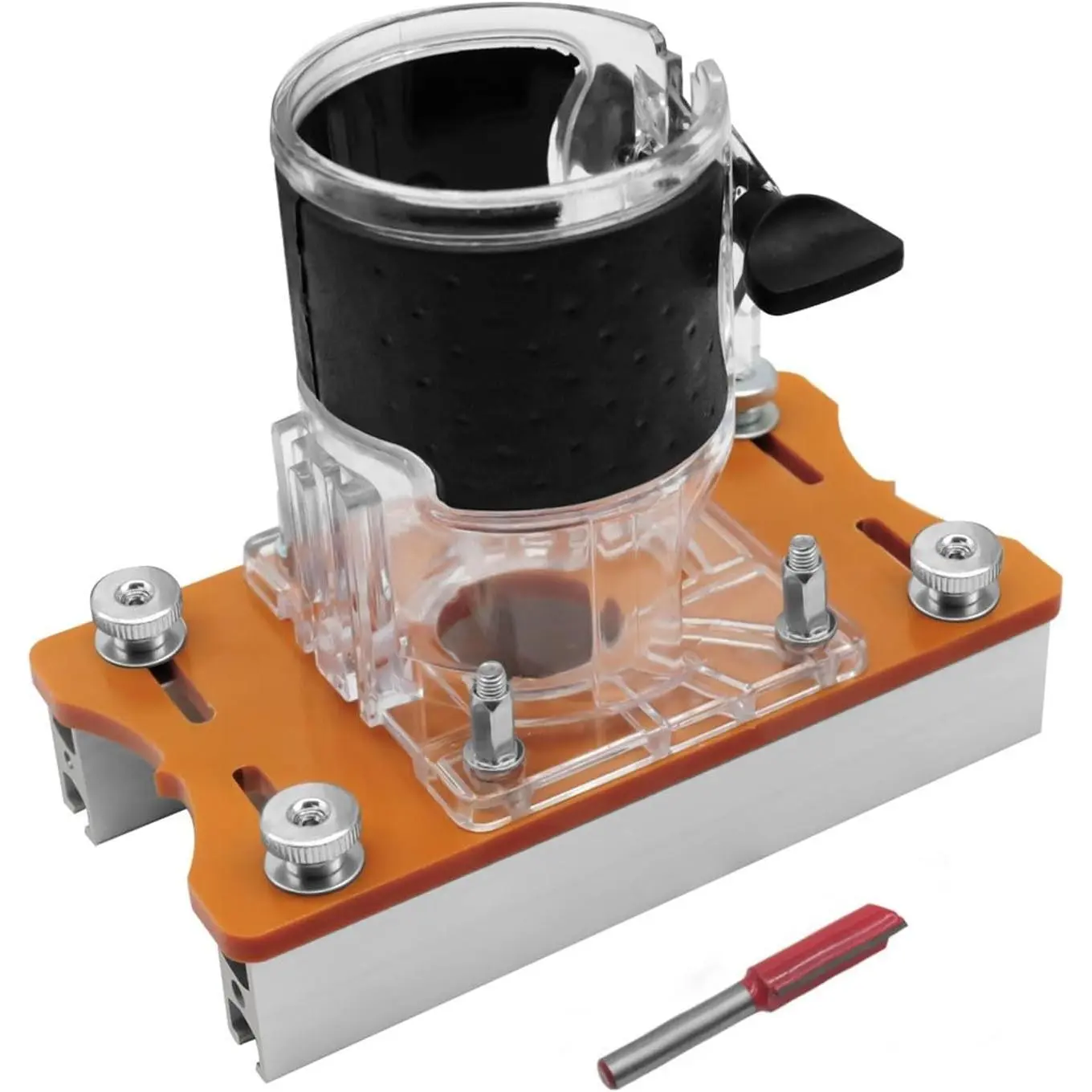 2-in-1 Invisible Fastener Slotting Bracket Woodworking Router Base Tenoning Jig Wood Trimming Router Tool Slotting Base and Fastening Bracket Suitable for 65mm Fixed Trimming Machine