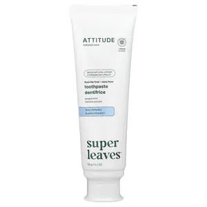 ATTITUDE Super Leaves™, Fluoride Free Whitening Toothpaste, Peppermint, 4.2 oz (120 g)