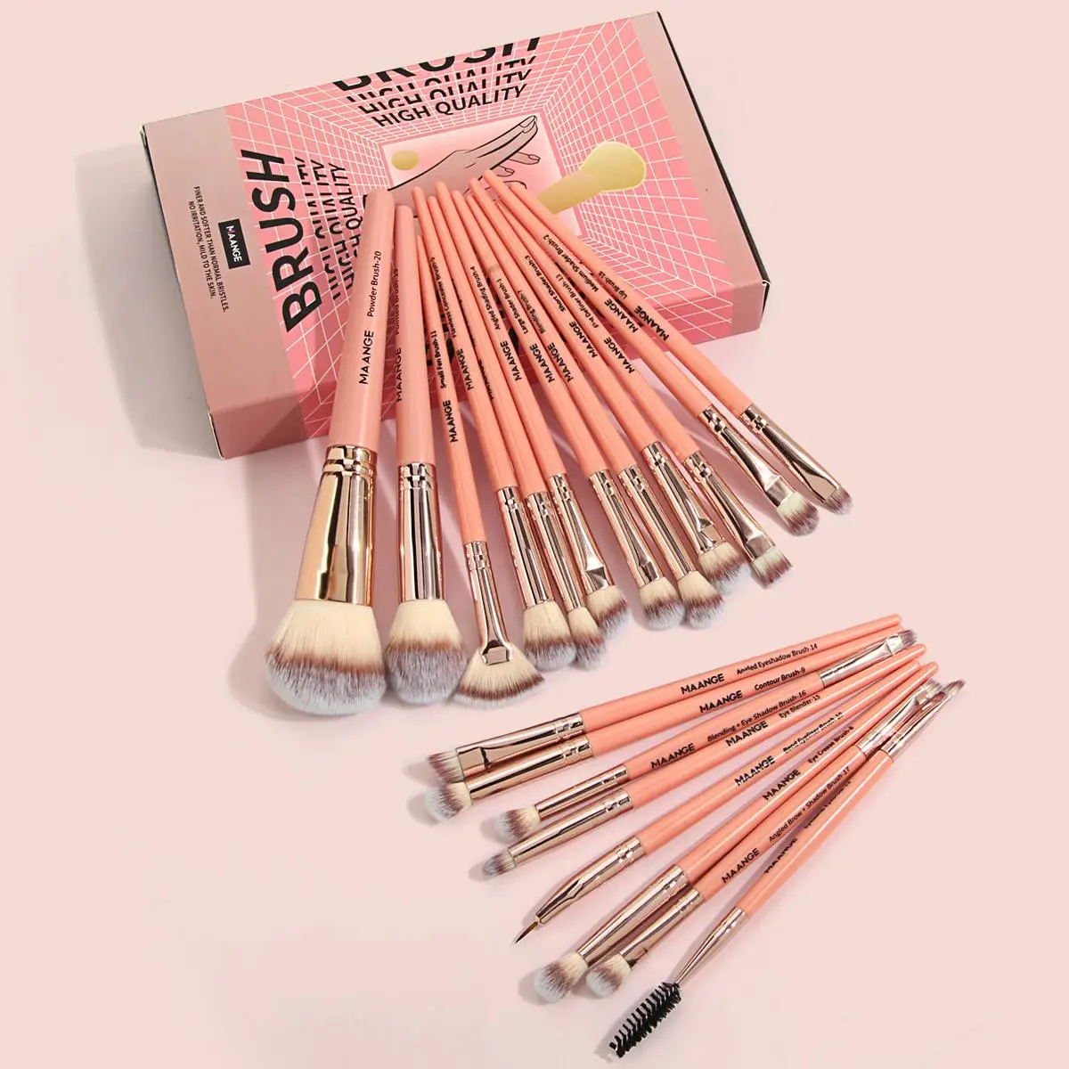 Makeup Brush Set, 20pcs/set Versatile Soft Makeup Brushes for Foundation, Powder, Concealers, Eye Shadows, Blush, Lip Balm, Brushes with Soft Bristles