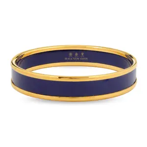 Halcyon Days Bangle in Navy & Gold Enamel 1cm