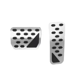 2pcs Auto Foot Pedals Pads Foot Accelerator Pedal Brake Pedal Covers for Jeep Grand Cherokee 2022-2025 Aluminum Alloy Silver Tone