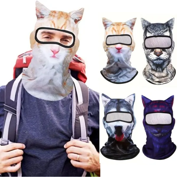 4PCS 3D Cat Ski Balaclava Sheisty Face Mask with Ears Cute Animal Ski Mask Suitable for Festivals Raves Party Outdoor Activities