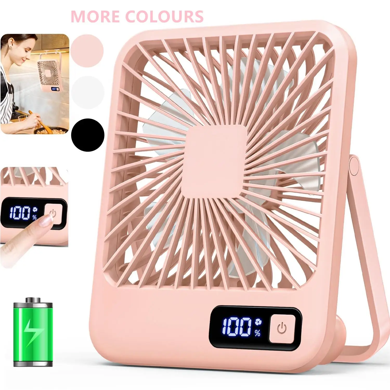 BUBPUP USB Rechargeable Desktop Fan, 180° Tilt Folding 5 Speeds Adjustable Fan, Strong Wind Quiet Small Desk Fan for Home Office Desktop, Mini Travel