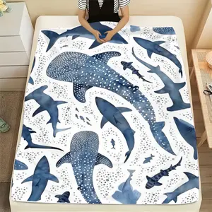 Whale Shark Ocean Blanket Ultra Soft Plush Flannel Digital Print Marine Life Patterns All Season Comfort Home Bed Sofa Use Machine Washable Durable Cozy Nap Companion all-season wrap warm throw blanket bedroom living room nap use printing fleece blanket