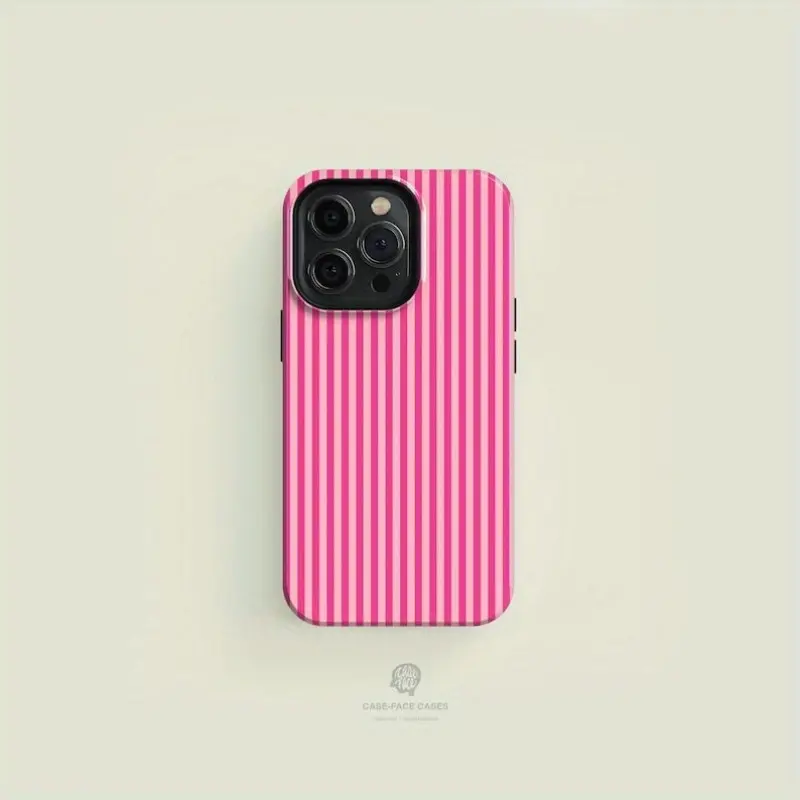 [Pink Phone case] Tough Striped |   for iPhone 17 16 15 14 13 12 11 Pro Max Case