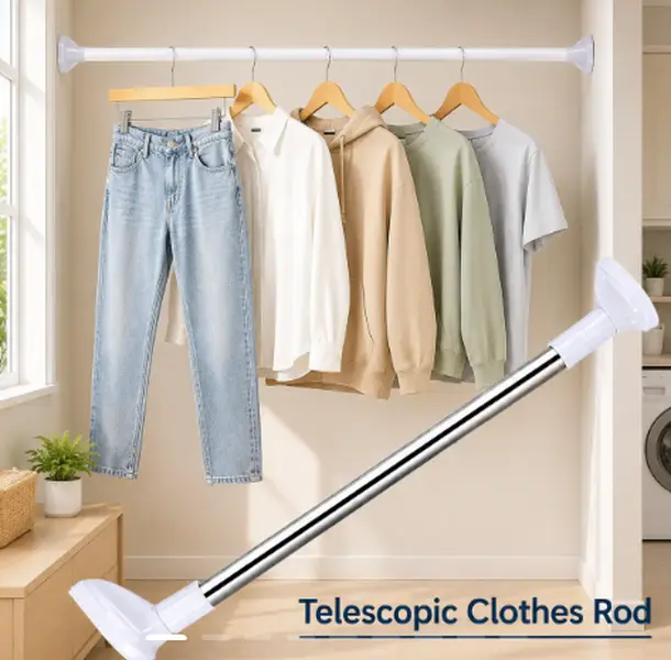 Punch Free Adjustable Telescopic Clothes Drying Rod Closet Tension Pole Expandable Closet Bar for Laundry and Wardrobe Organization (Small sizes: 19.68 in. to 31.49 in.; large sizes: 35.43 in. to 62.99 in.)