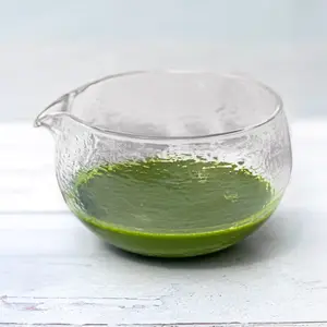 Textured Spouted Glass Matcha Bowl Pattern 1 Microwave Safe Dishwasher Safe