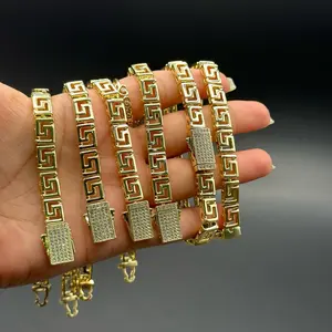 Pulsera estilo griego – 19 cm con detalle central brillante