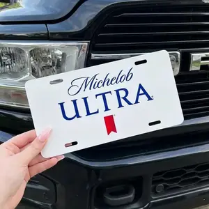 Michelob Ultra License Plate in Black/White, Vehicle Tag, Vintage Tag, Car Accessories, 12 inch x 6 inch