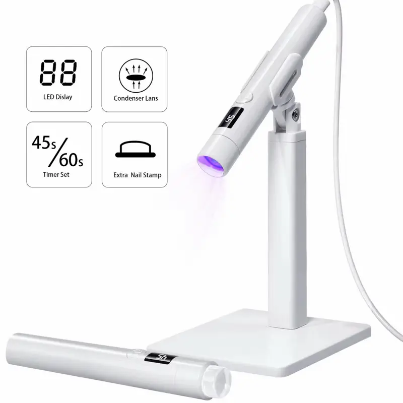 Portable Handheld Nail Lamp Stand - 360-Degree Rotation, Multifunctional Plastic Stand for Nail Tablets with Baking Light, Home Use