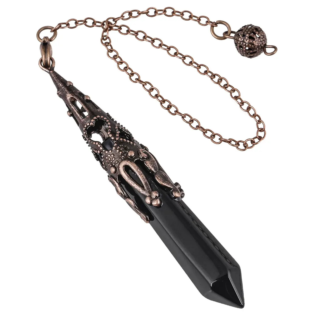 JEWEL-4U - Reiki Natural Stone Crystals Pendulum for nation  Amethysts Black Obsidian Pendant Healing Point Quartz Spiritual  Pendulos