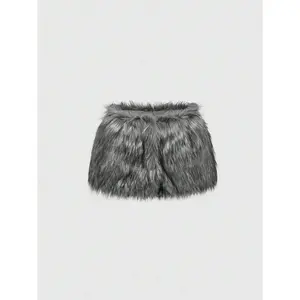 Grunge Punk Y2K Sexy Faux Fur Mini Shorts With Ultra Low Waist