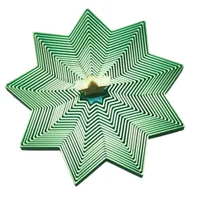 Fidget Star Christmas Tree - Small Green with Gold Trim and Star - Perfect for Festive Decor