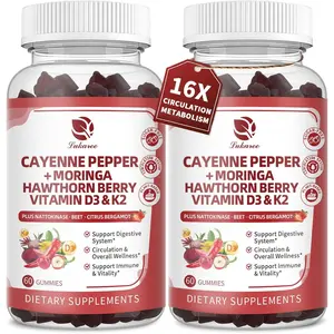 (2 Pack)16 in 1 Cayenne Pepper Gummies- Sugar-Free 20x Capsaicin Supplements Complex w/Moringa, Hawthorn, Beet Root - Plus Wormwood, Citrus Bergamot Support Overall Wellness - 60 CT