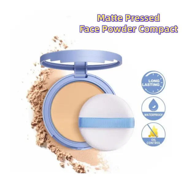 Oil Control Pressed Powder Compact - Lightweight Matte Finish Makeup with Mirror for Oily, Combination & Normal Skin, Water-Resistant for Daily Use, Cosmetic, Beauty Products, Brush, Fair, Adults