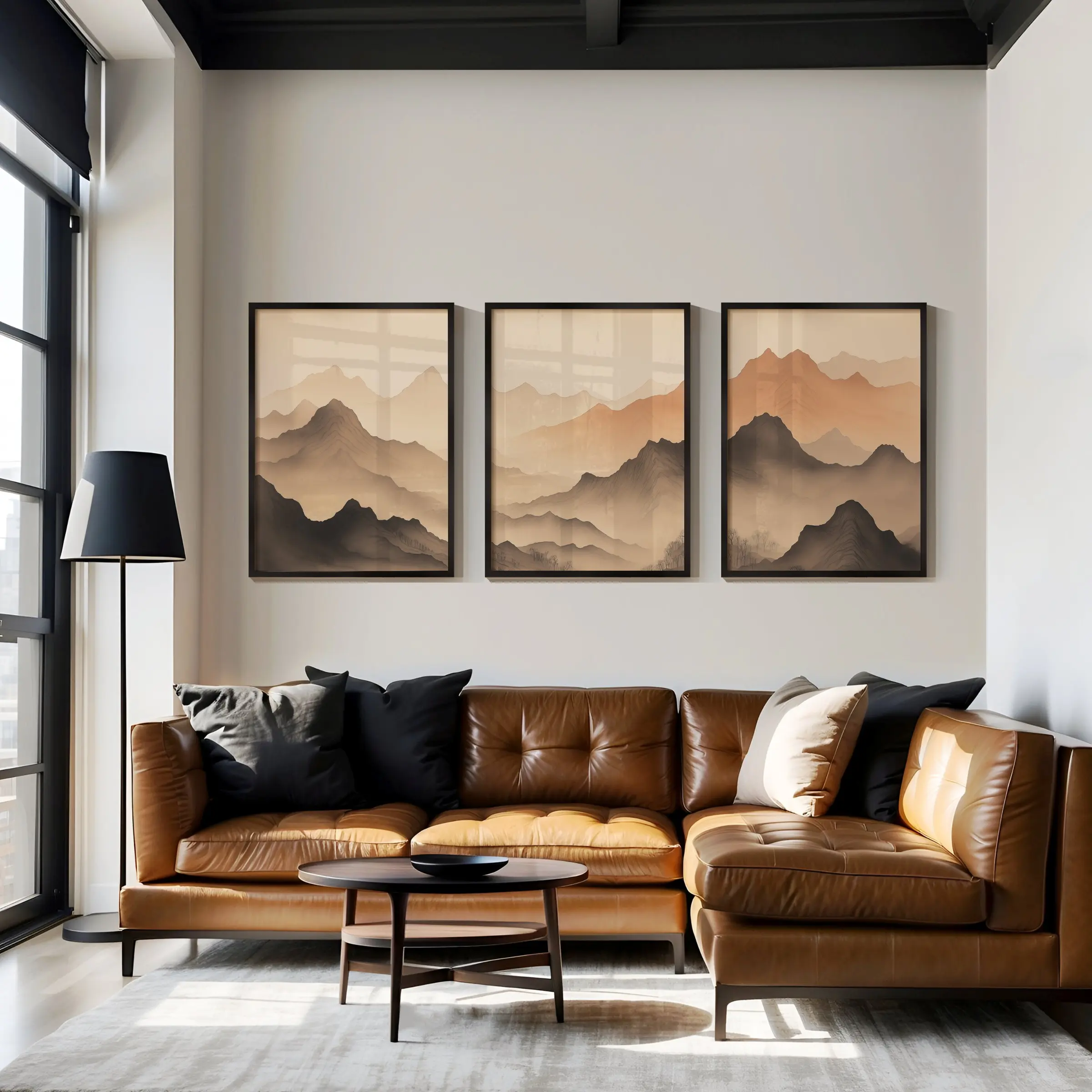3-Piece Mountain Landscape Print Set, Minimalist Scenic Triptych Canvas Decor Painting Artwork for Modern Wall Decor, Nature-Inspired Home Decoration