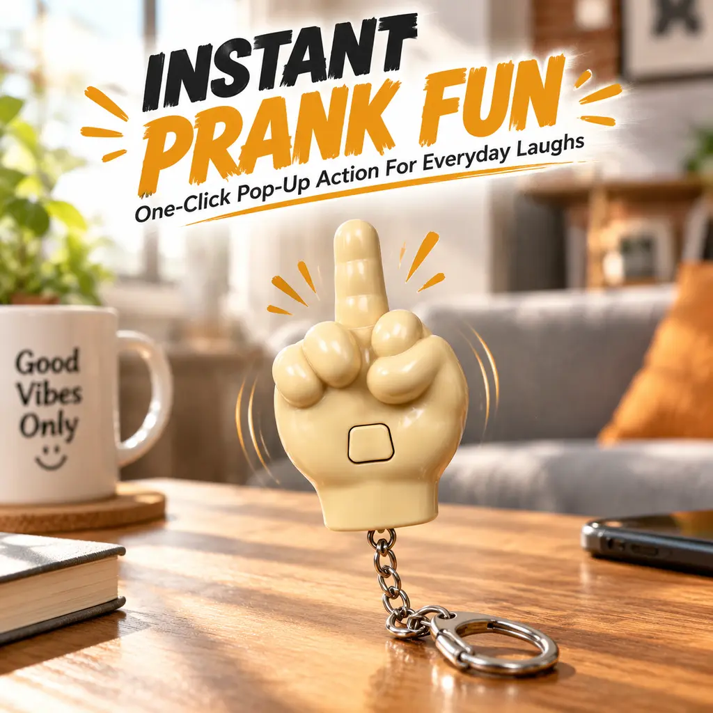 3-in-1 Novelty Attitude Charm Set - Interactive Press-to-Pop Keychain, Quirky Desktop Phone Holder & Backpack Pendant for Office Gag Gifts