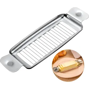 Upgrade Butter & Cheese Slicer, Stainles Steel Multipurpose Cheese Slicer Food Cutter, 18 Sharp Wires Cut Block Average Into 1/4 inch Pieces, Ergonomic Handle Substitute for Butter Knives Cutter Tool