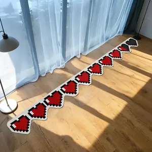 Pixel Blood Strip Long Rug, Gaming Style Bedside Window Mat, 8-Bit Hotline Esports Room Non-Slip Decorative Carpet, Gaming Rugs